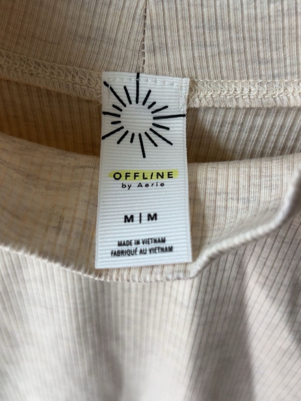 OFFLINE By Aerie Thumbs Up Heavyweight Mock Neck Crop Cream and Brown. Women’s M - Picture 6 of 7